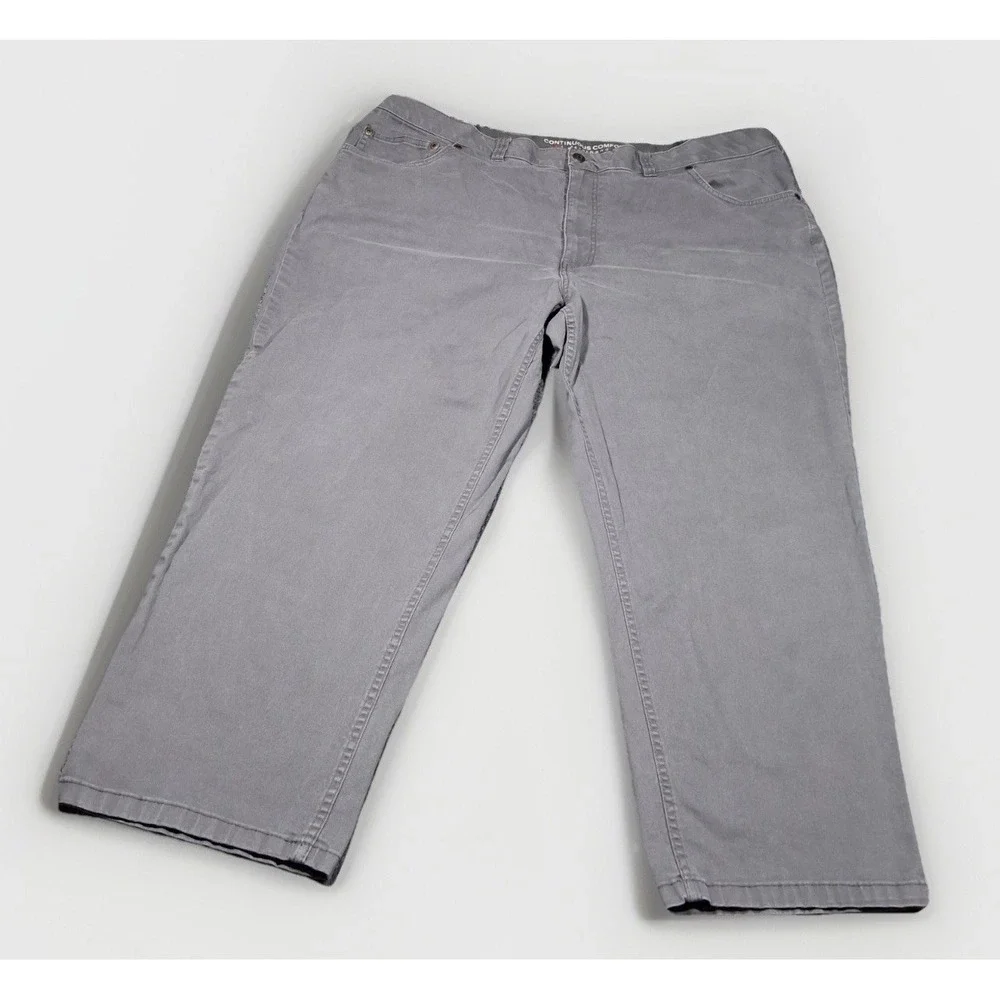Harbor Bay DXL Mens 46x28 Grey Continuous Comfort Waistband Chino Pants Stretch‎